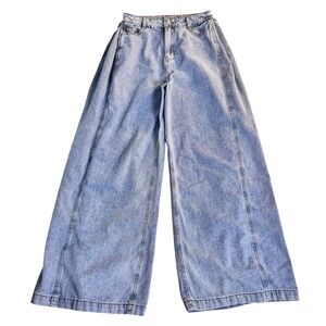 Mable Light Wash Wide Leg High Rise Front Seam Jeans MP6229 Blue Womens Size M